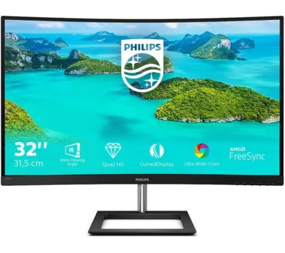 PHILIPS 325E1C Quad HD 32" Curved VA LCD Monitor - Black, Black