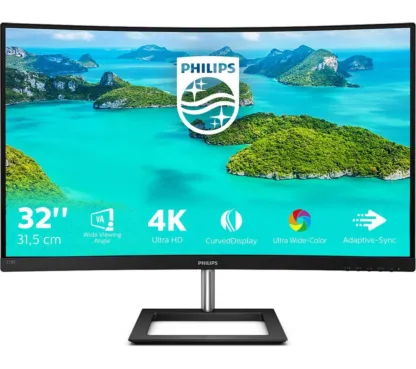 PHILIPS 328E1CA 4K Ultra HD 31.5" Curved LED Monitor - Black, Black